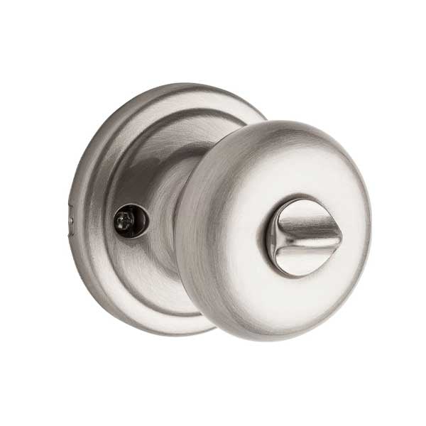 Kwikset: Hancock Entry Door Knob with Round Rose  Satin Nickel  / with SmartKey Technology
